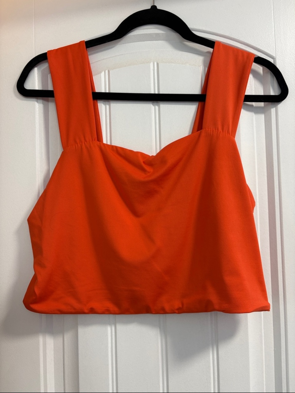 Ladies Bright Orange Square-Neck Crop Top with Wide Straps